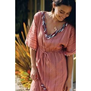 New Anthropologie by Duet Cover-Up Kaftan $198 XS/S Rose Dress Resort wear